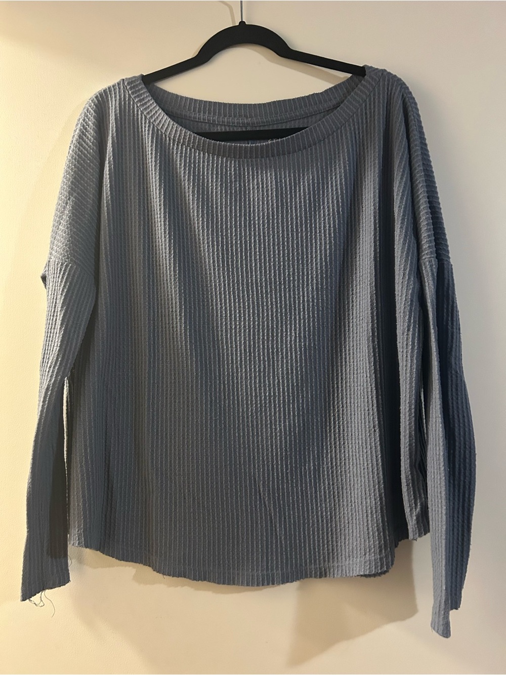 Aeropostale Ribbed Long Sleeve Top in Dusty Blue